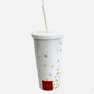 KATE SPADE INSULATED TUMBLER MUG WITH STAW. New